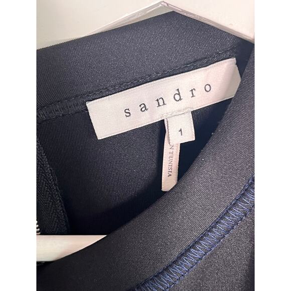 Sandro Paris Colorblock Sleeveless Sheath Mini Dress Black/Blue Women's Size 1 - Picture 7 of 10